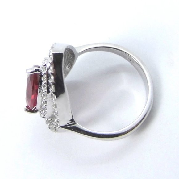 3.65ctw Halo White Topaz & Lab Pink Sapphire Ring - Picture 6 of 9